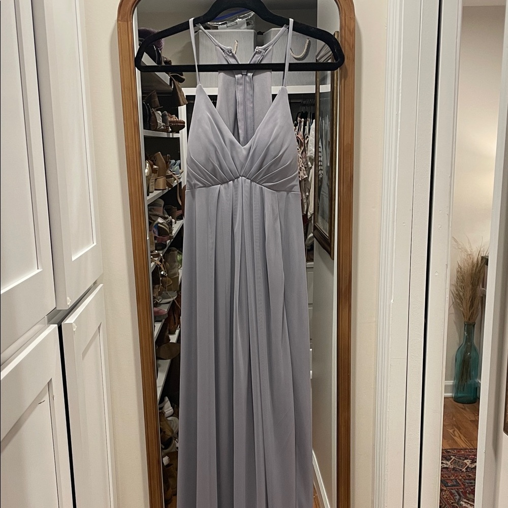 Azazie Light Gray Maxi Dress